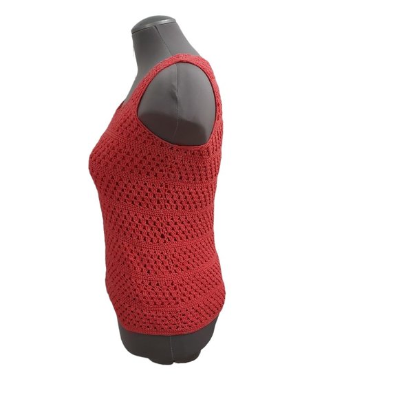 Liz Claiborne Crochet Knit Cotton with Lining Red Camisole Top Women Size Small - Picture 4 of 15